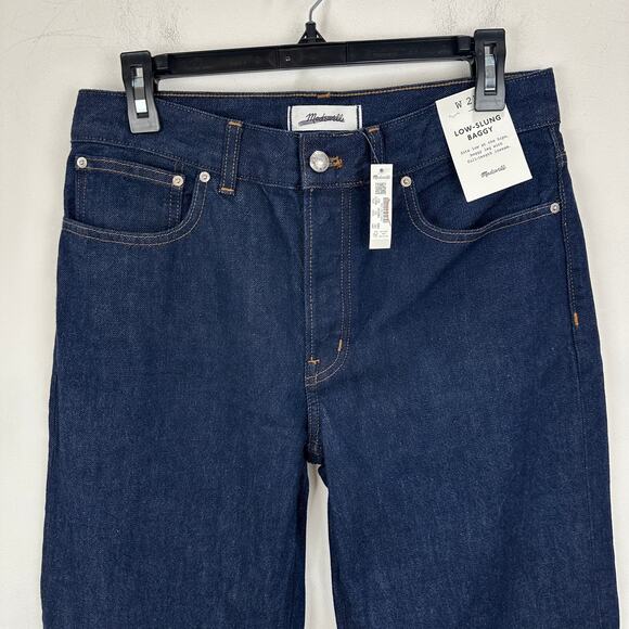 Madewell Petite Low Slung Baggy Jeans Rinse Wash Dark Blue Rigid US 27P NWT - Picture 9 of 14